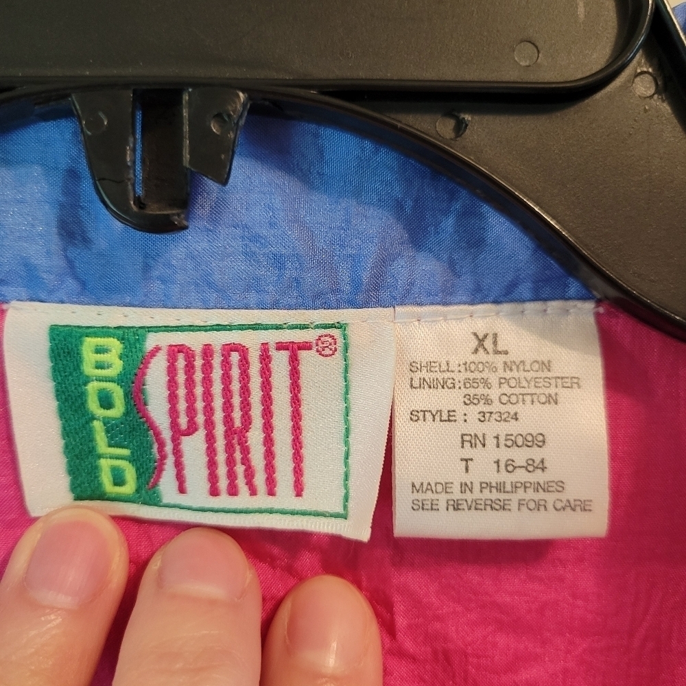 Vintage Bold Spirit Pink White Blue Windbreaker Jacket - Picture 6 of 7